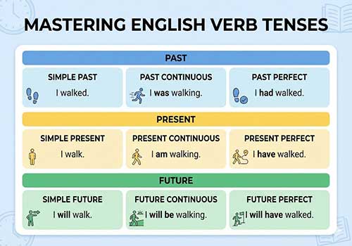 سفر در زمان با گرامر انگلیسی: راهنمای جامع ۹ زمان اصلی