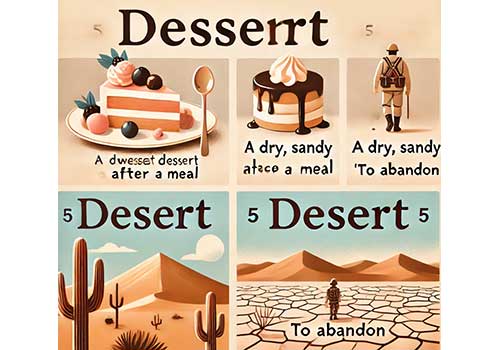 تفاوت بین "Dessert" و "Desert" در زبان انگلیسی | آموزش کاربردی برای زبان‌آموزان